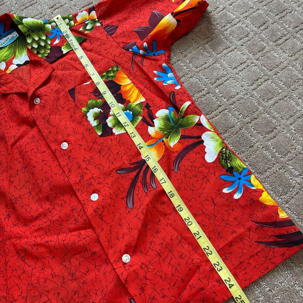 PENNEYS HAWAII VTG Hawaiian Shirt Men Small Red Floral 60s 70s Luau Vacation - Picture 5 of 6